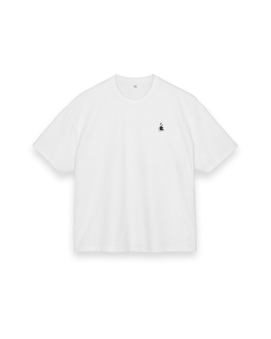 Wit boxy T-shirt met 1cultuur logo op de borst, gemaakt van zware katoenstof